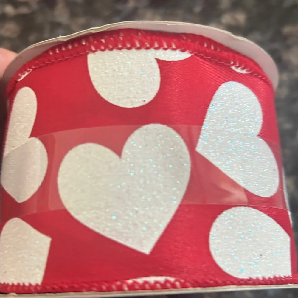 Celebrate It Glittery Red and White Heart Ribbon Trio
